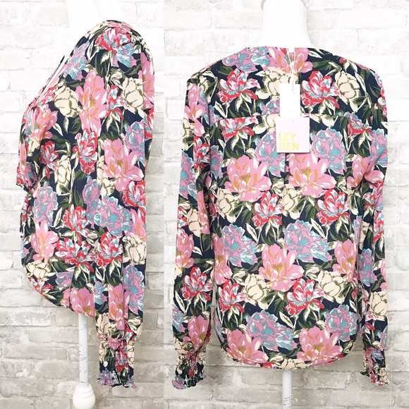 NWT LEYDEN Bohemian Pink Floral Print Long Sleeve Top Small - Picture 3 of 8